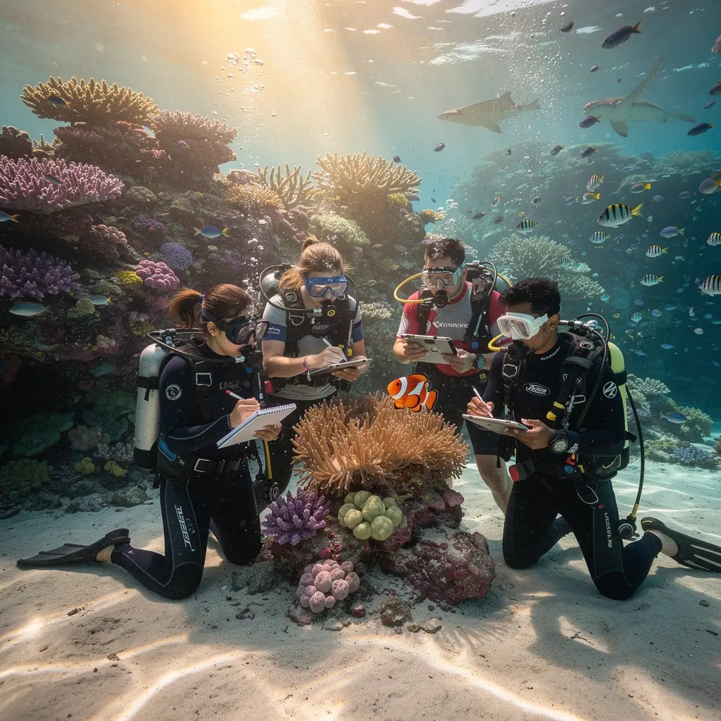 Ein Taucher, der die Unterwasserwelt erforscht.